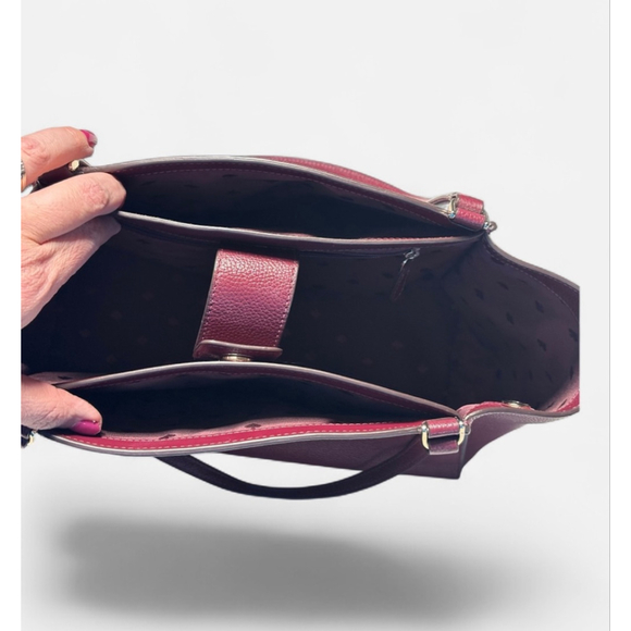 Kate Spade Brim Pebbled Leather Laptop Tote with Detachable Sleeve in "Berry" - Picture 4 of 12